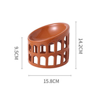 HKM-5905213 Ceramic High-Foot Oblique Neck Pet Bowl in Matcha Green, Retro Brown Red, Sakura Pink