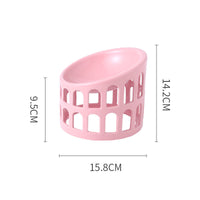 HKM-5905213 Ceramic High-Foot Oblique Neck Pet Bowl in Matcha Green, Retro Brown Red, Sakura Pink
