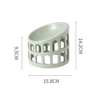 HKM-5905213 Ceramic High-Foot Oblique Neck Pet Bowl in Matcha Green, Retro Brown Red, Sakura Pink