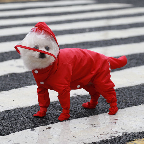 HKM-5905853 All-in-One Waterproof Raincoat for Pets with Matching Rain Shoes - Available in Various Colors and Sizes