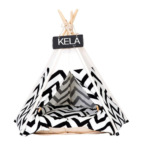 HKM-590611 Pet Tent with Black and Green Stripes – Canvas Dog and Cat Bedding, Available in Multiple Sizes
