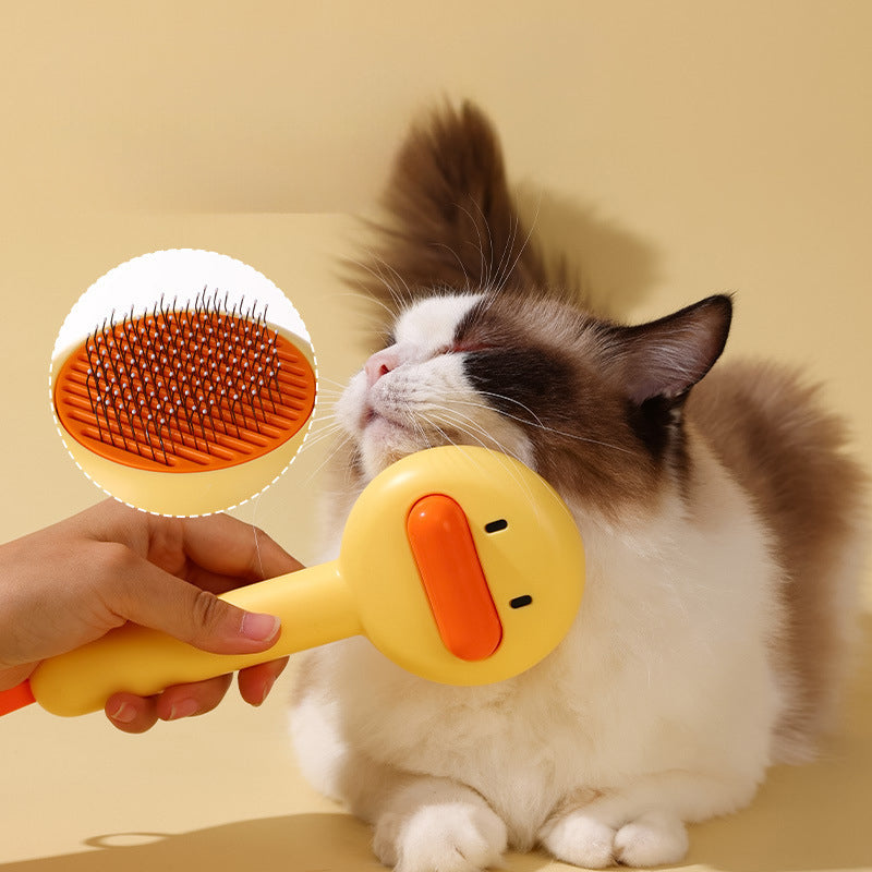 HKM-5906493 Small Yellow Duck Pet Comb for Cats and Dogs - Needle Brush for Effective Hair Removal