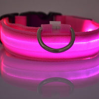 HKM-5907005 Adjustable Nylon LED Pet Collar with Glow in the Dark Features, Night Safety Leash for Dogs and Cats