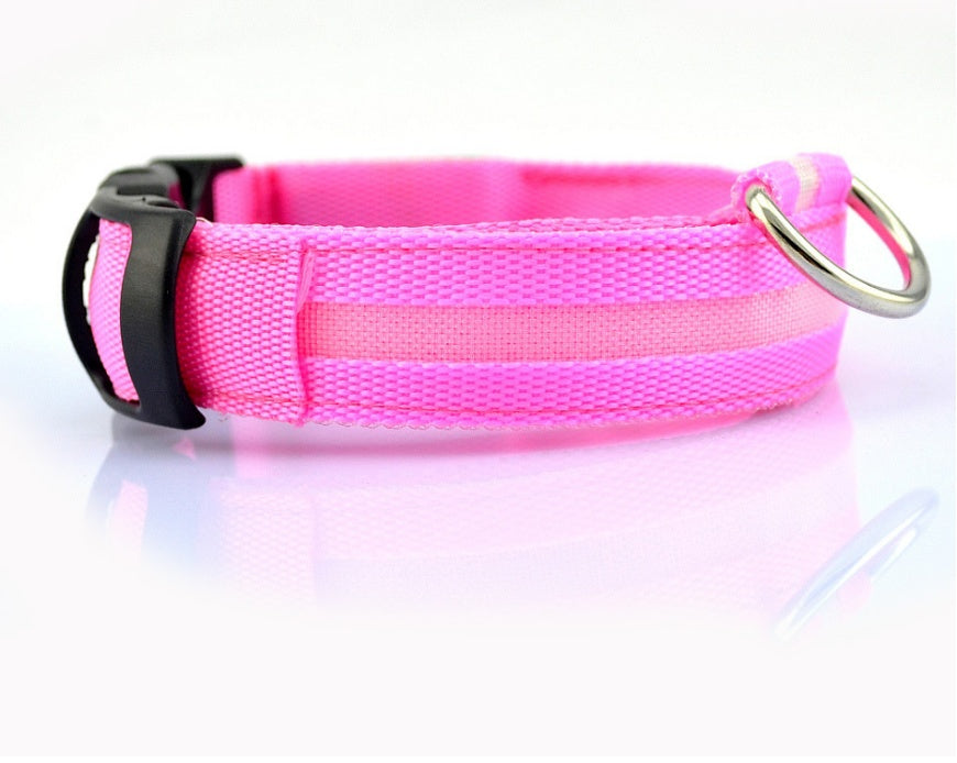 HKM-5907005 Adjustable Nylon LED Pet Collar with Glow in the Dark Features, Night Safety Leash for Dogs and Cats
