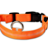 HKM-5907005 Adjustable Nylon LED Pet Collar with Glow in the Dark Features, Night Safety Leash for Dogs and Cats