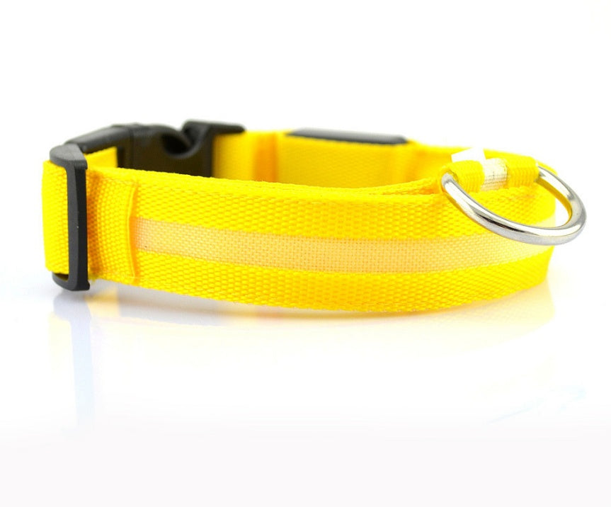 HKM-5907005 Adjustable Nylon LED Pet Collar with Glow in the Dark Features, Night Safety Leash for Dogs and Cats