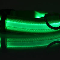 HKM-5907005 Adjustable Nylon LED Pet Collar with Glow in the Dark Features, Night Safety Leash for Dogs and Cats