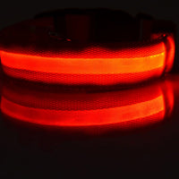 HKM-5907005 Adjustable Nylon LED Pet Collar with Glow in the Dark Features, Night Safety Leash for Dogs and Cats