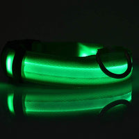 HKM-5907005 Adjustable Nylon LED Pet Collar with Glow in the Dark Features, Night Safety Leash for Dogs and Cats