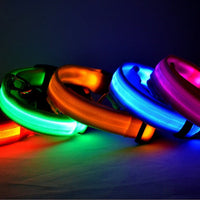 HKM-5907005 Adjustable Nylon LED Pet Collar with Glow in the Dark Features, Night Safety Leash for Dogs and Cats