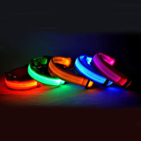 HKM-5907005 Adjustable Nylon LED Pet Collar with Glow in the Dark Features, Night Safety Leash for Dogs and Cats