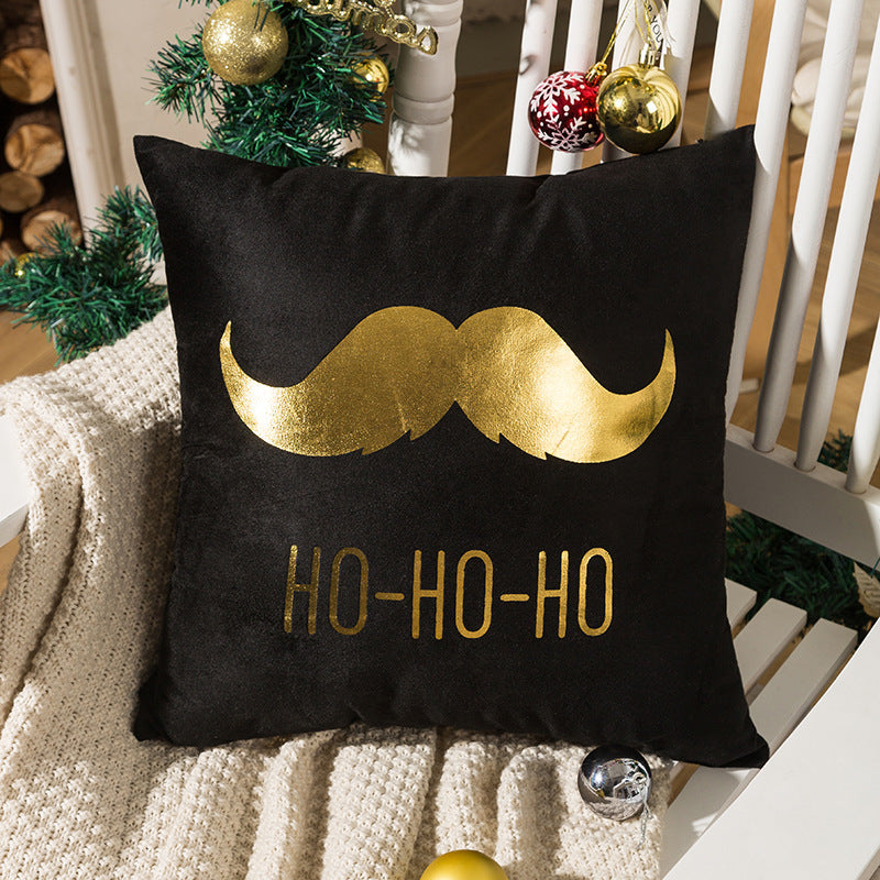 HKM-590739 Nordic Christmas Pillow Cover with Gilding Letters, Plush, Modern Simplicity, 45x45cm