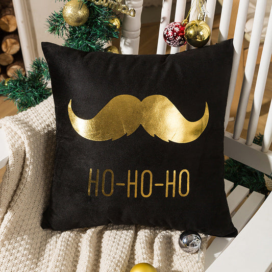 HKM-590739 Nordic Christmas Pillow Cover with Gilding Letters, Plush, Modern Simplicity, 45x45cm