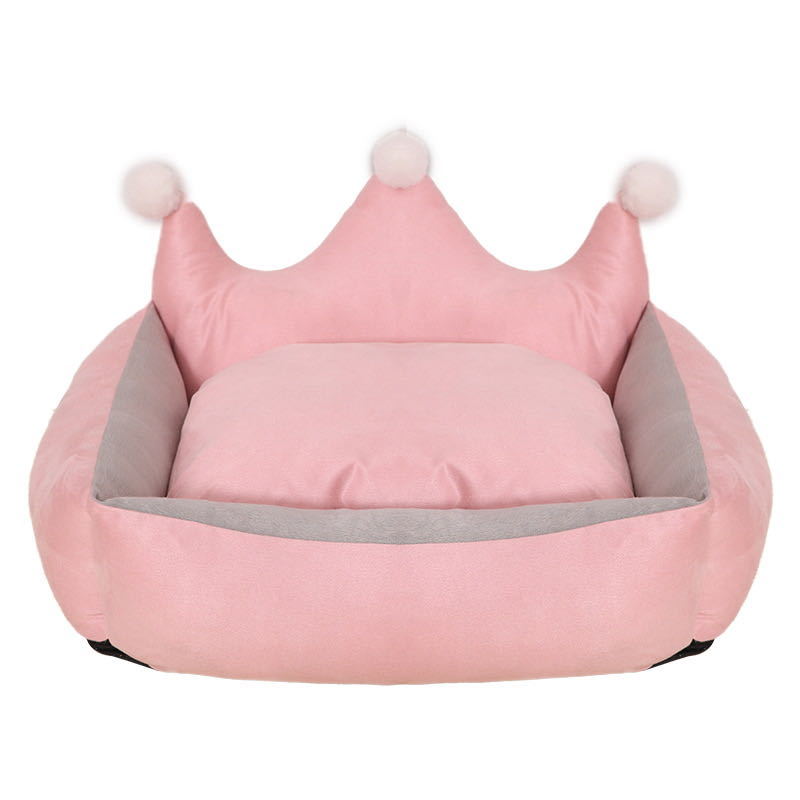 HKM-5909053 Scratch Resistant Crown Nest Dog Bed ¨C Soft Suede & Crystal Velvet, Available in Multiple Sizes S-XL