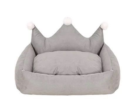 HKM-5909053 Scratch Resistant Crown Nest Dog Bed ¨C Soft Suede & Crystal Velvet, Available in Multiple Sizes S-XL