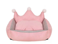 HKM-5909053 Scratch Resistant Crown Nest Dog Bed ¨C Soft Suede & Crystal Velvet, Available in Multiple Sizes S-XL