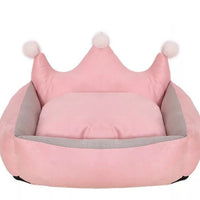 HKM-5909053 Scratch Resistant Crown Nest Dog Bed ¨C Soft Suede & Crystal Velvet, Available in Multiple Sizes S-XL