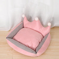 HKM-5909053 Scratch Resistant Crown Nest Dog Bed ¨C Soft Suede & Crystal Velvet, Available in Multiple Sizes S-XL