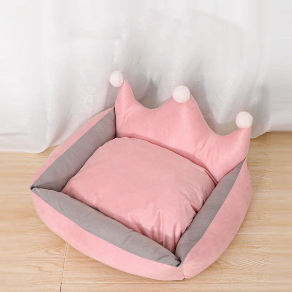 HKM-5909053 Scratch Resistant Crown Nest Dog Bed ¨C Soft Suede & Crystal Velvet, Available in Multiple Sizes S-XL