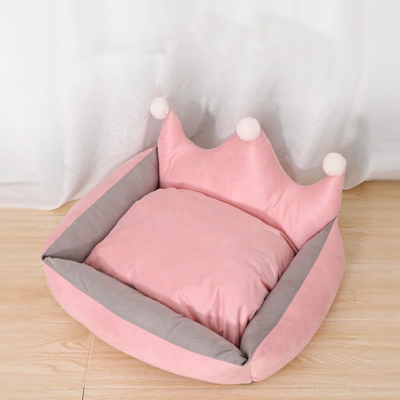 HKM-5909053 Scratch Resistant Crown Nest Dog Bed ¨C Soft Suede & Crystal Velvet, Available in Multiple Sizes S-XL