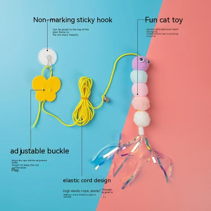 HKM-5909821 Hanging Plush Cat Teaser with Colorful Caterpillars and Insects for Interactive Play