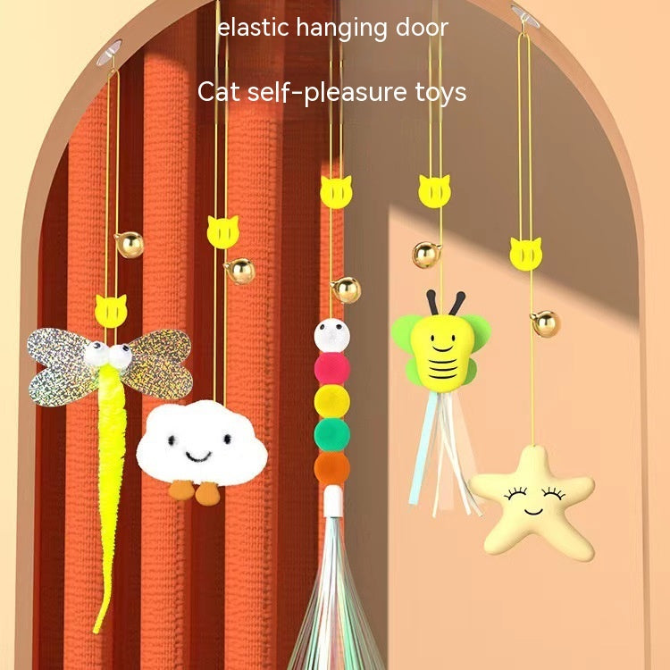 HKM-5909821 Hanging Plush Cat Teaser with Colorful Caterpillars and Insects for Interactive Play