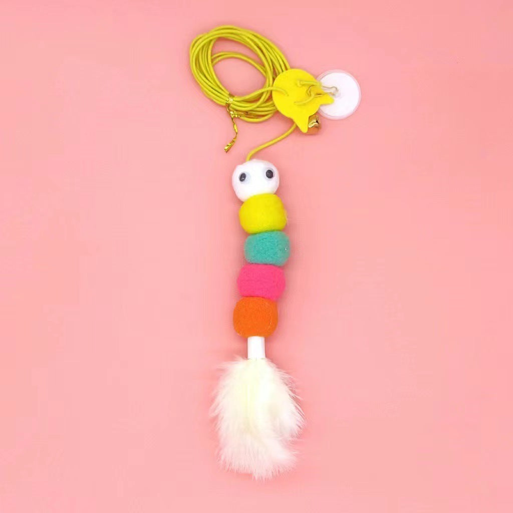 HKM-5909821 Hanging Plush Cat Teaser with Colorful Caterpillars and Insects for Interactive Play