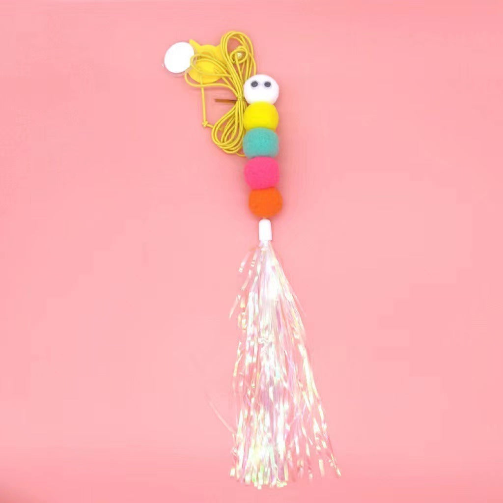 HKM-5909821 Hanging Plush Cat Teaser with Colorful Caterpillars and Insects for Interactive Play