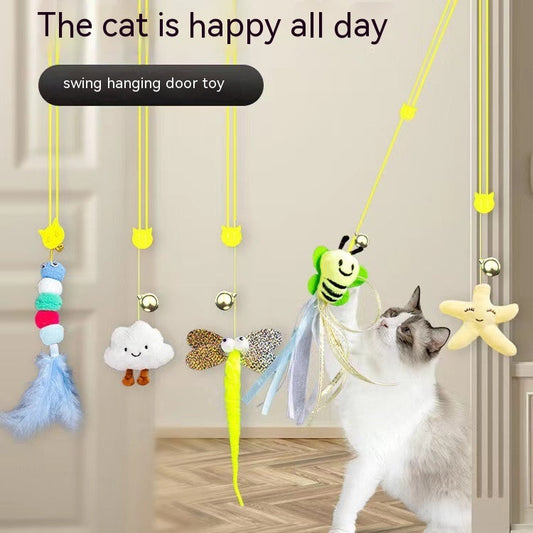 HKM-5909821 Hanging Plush Cat Teaser with Colorful Caterpillars and Insects for Interactive Play