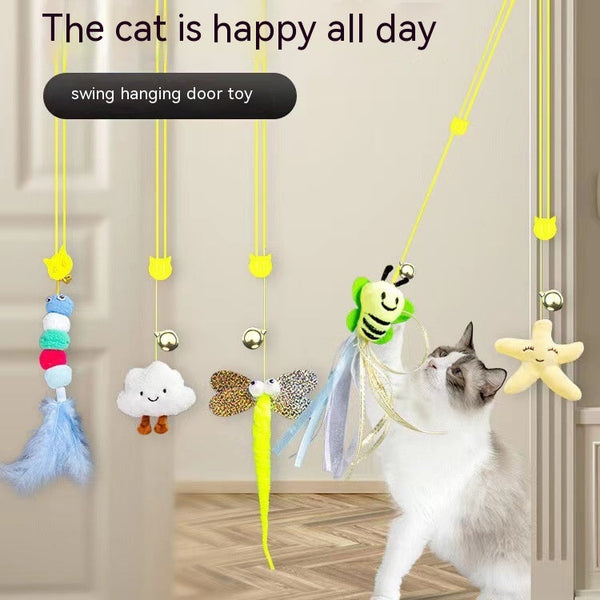 HKM-5909821 Hanging Plush Cat Teaser with Colorful Caterpillars and Insects for Interactive Play