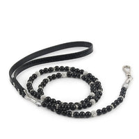 HKM-5910973 Handmade Wire Chain Dog Pearl Collar with Leash - White & Black Options