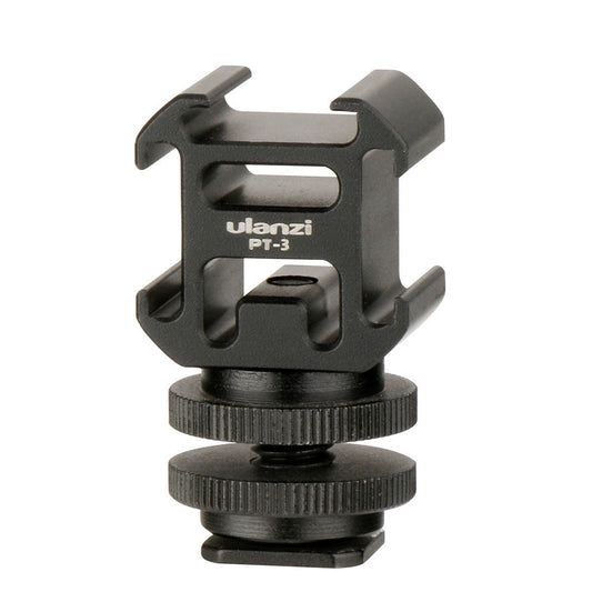 HKM-591123 Three-Head Hot Shoe Aluminum Camera Base for Microphone and Monitor