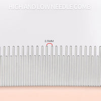 HKM-5912253 Pet Detangler Comb for Cats and Dogs - Shedding and Dematting Grooming Tool with Round Smooth Teeth