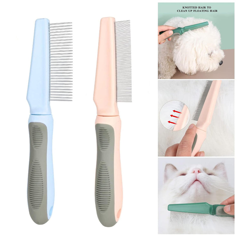 HKM-5912253 Pet Detangler Comb for Cats and Dogs - Shedding and Dematting Grooming Tool with Round Smooth Teeth