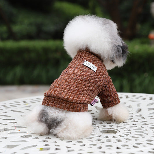HKM-5912765 Thickened Acrylic Turtleneck Sweater for Pets - Fashionable Solid Color Design for Autumn and Winter
