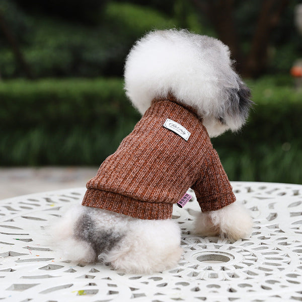 HKM-5912765 Thickened Acrylic Turtleneck Sweater for Pets - Fashionable Solid Color Design for Autumn and Winter