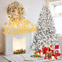 HKM-591379 9ft Mixed Flocked Christmas Tree with LED Lights - Automatic Artificial Decor for Courtyard Display