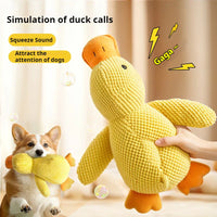 HKM-5914429 Plush Calming Duck Toy for Dogs - Squeaky Chew Pillow for Puppies and Teeth Cleaning
