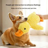 HKM-5914429 Plush Calming Duck Toy for Dogs - Squeaky Chew Pillow for Puppies and Teeth Cleaning