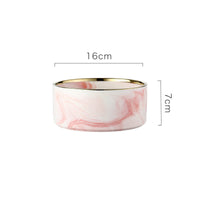 HKM-5914941 Ceramic Cat Bowl with Wooden Stand - Marble Pattern Options for Cats and Puppies