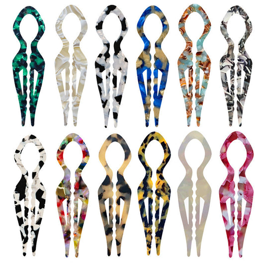 HKM-591507 Elegant Non-slip U-shaped Hairpin in Various Colors and Prints