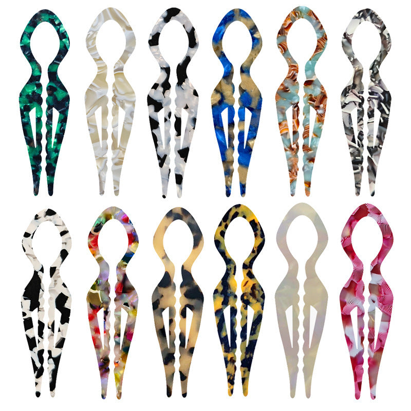 HKM-591507 Elegant Non-slip U-shaped Hairpin in Various Colors and Prints