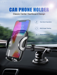 HKM-591635 Car Center Console Phone Holder for 3.8-6.5 Inch Mobile Devices, Windshield & Instrument Panel Two-In-One Design