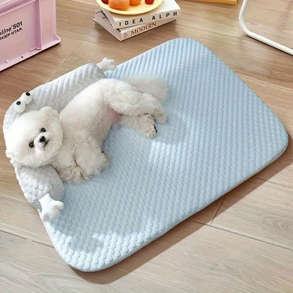 HKM-5918013 Big-Eyed Monster Design Breathable Pet Bed for Dogs and Cats - Non-Slip Summer Sleeping Pad for Home and Outdoor
