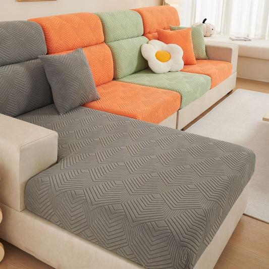 HKM-591827 Plain Elastic Non-Slip Jacquard Velvet Sofa Seat Cover in Solid Colors – Multiple Sizes Available