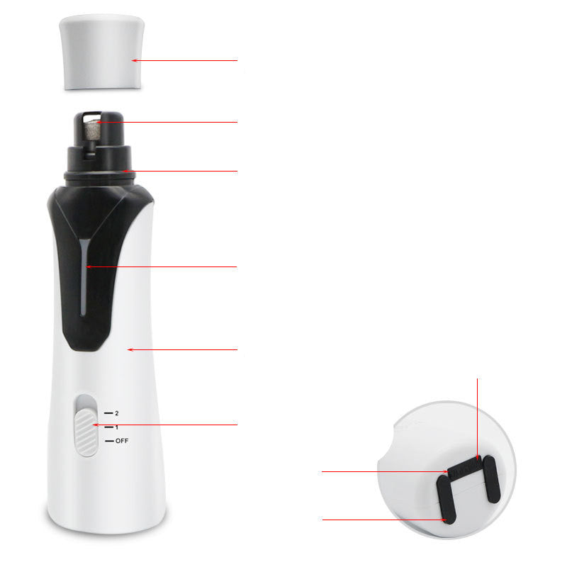 HKM-5918525 High-Power Electric Nail Polisher for Dogs and Cats - Rechargeable, Quiet Operation, Lightweight Design