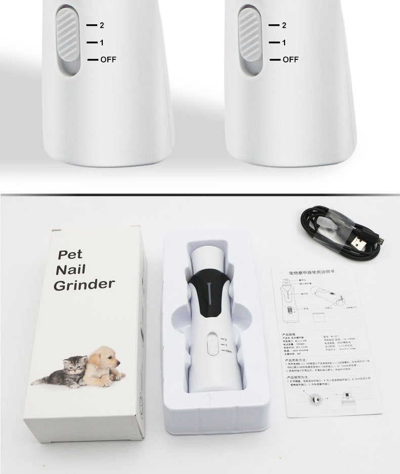 HKM-5918525 High-Power Electric Nail Polisher for Dogs and Cats - Rechargeable, Quiet Operation, Lightweight Design