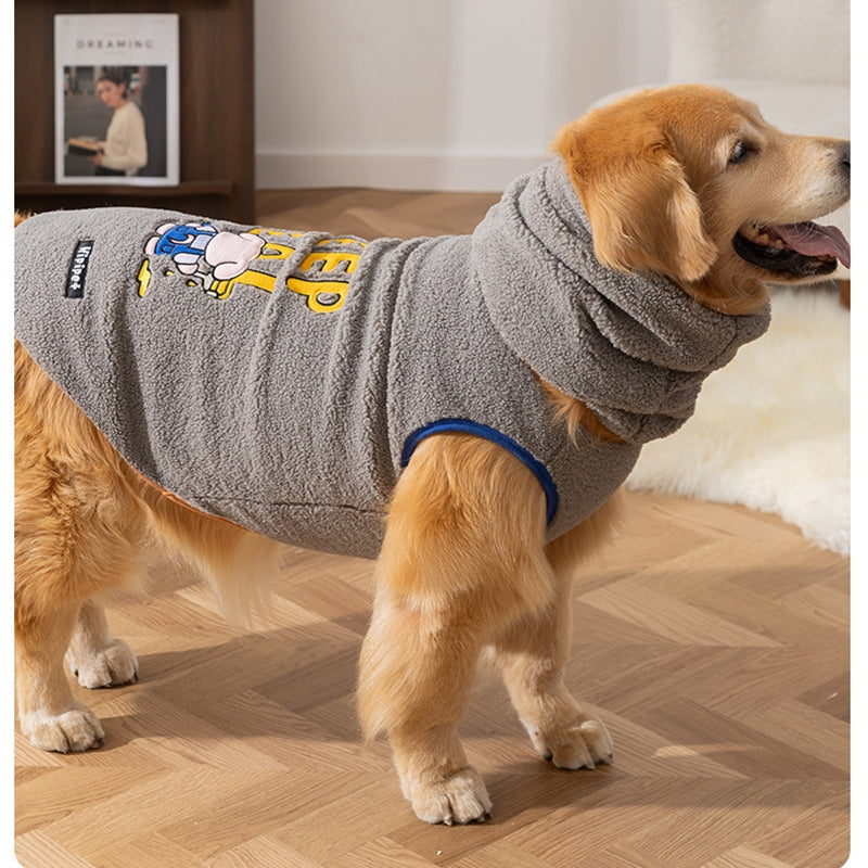 HKM-5919293 Warm Sherpa Vest for Large & Medium Dogs - Beige with Bear Pattern