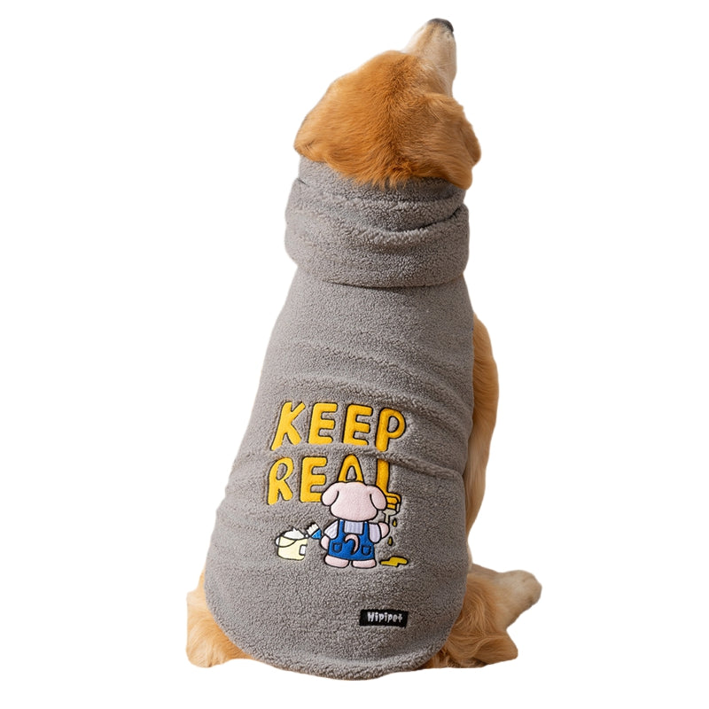 HKM-5919293 Warm Sherpa Vest for Large & Medium Dogs - Beige with Bear Pattern
