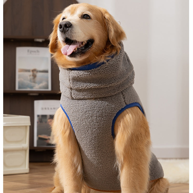 HKM-5919293 Warm Sherpa Vest for Large & Medium Dogs - Beige with Bear Pattern